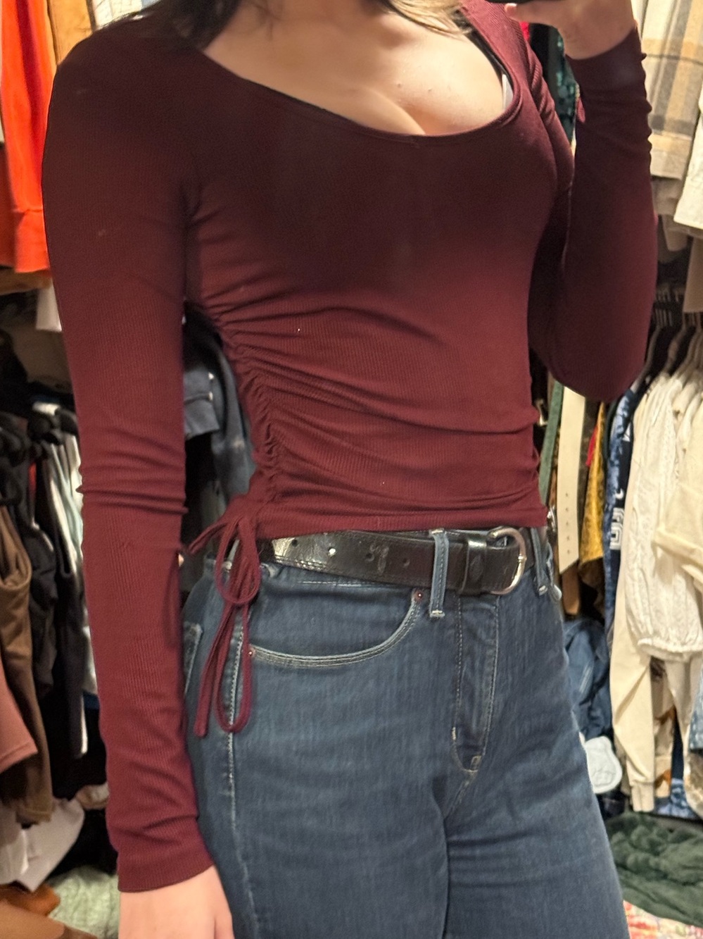 SHEIN Ribbed Wine Red Tank Top